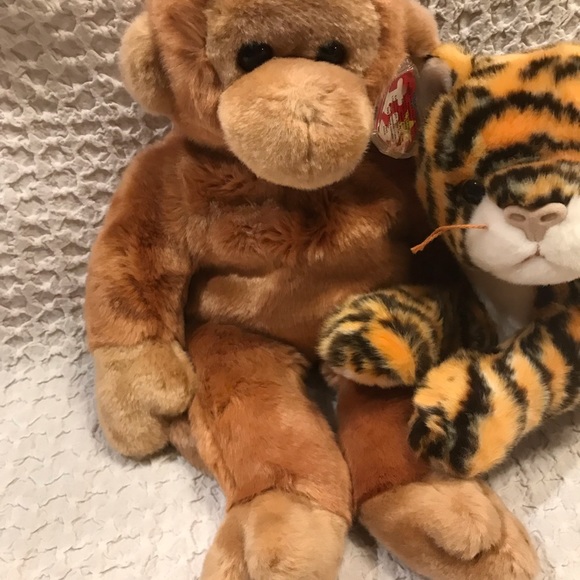 Vintage lot of 8 Beanie Buddy plush Jungle Safari animals tiger monkeys - Picture 4 of 9